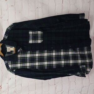 LL Bean Scotch Plaid Flannel Shirt Blackwatch Patchwork Traditional Fit Mens XLT